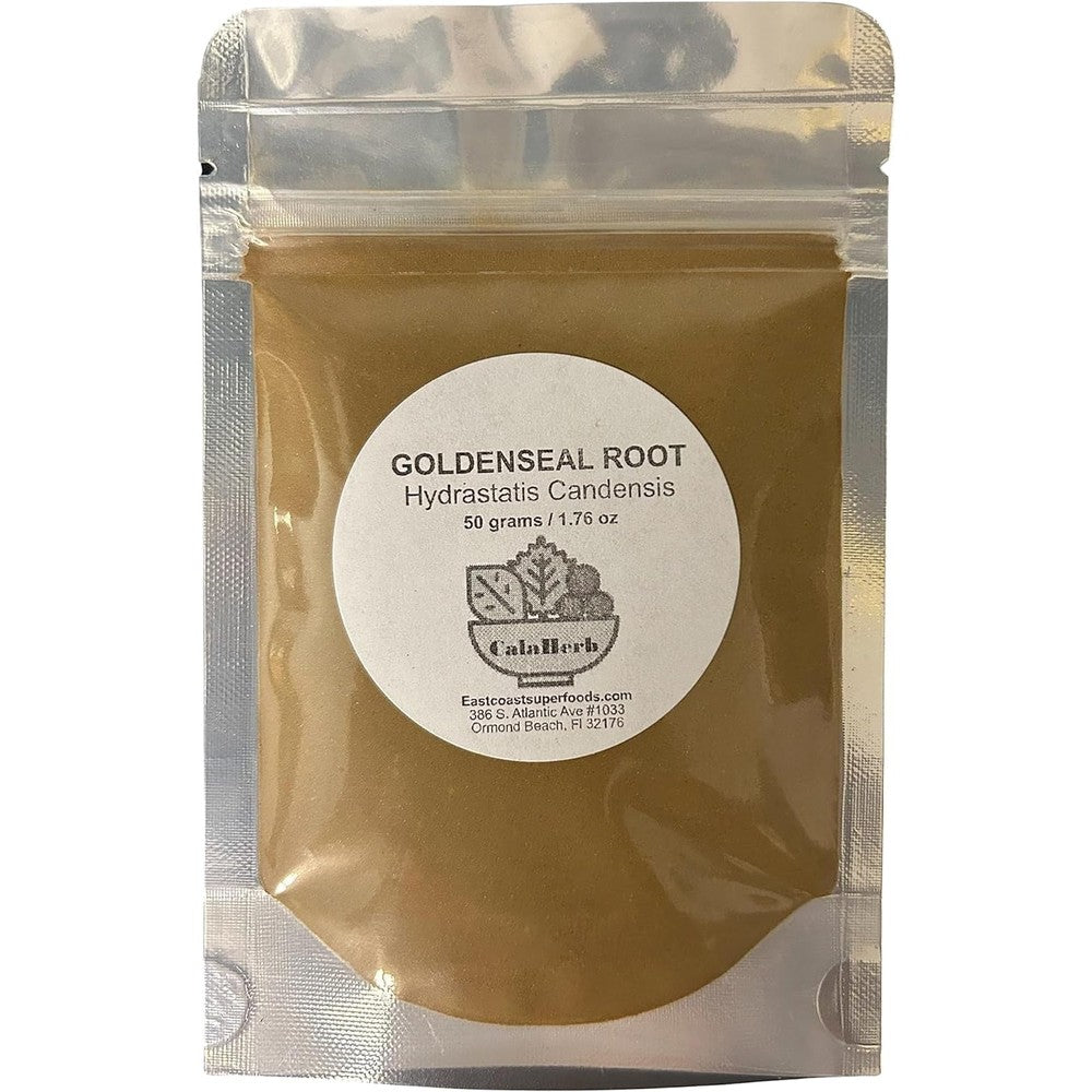 Calaherb Goldenseal Root Powder front view packaging of the authentic USA imported supplement pouch.