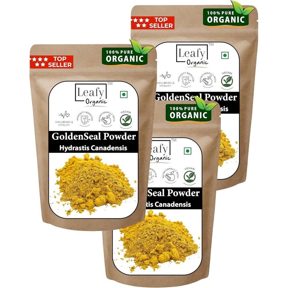 Leafy Organic Goldenseal Root Powder pure natural supplement front packaging view
