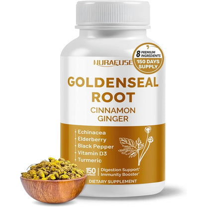 NURAFUSE Goldenseal Root 8-in-1 supplement bottle front view showing capsule count