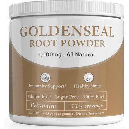 iVitamins Organic Golden Seal Powder front view container for immune support