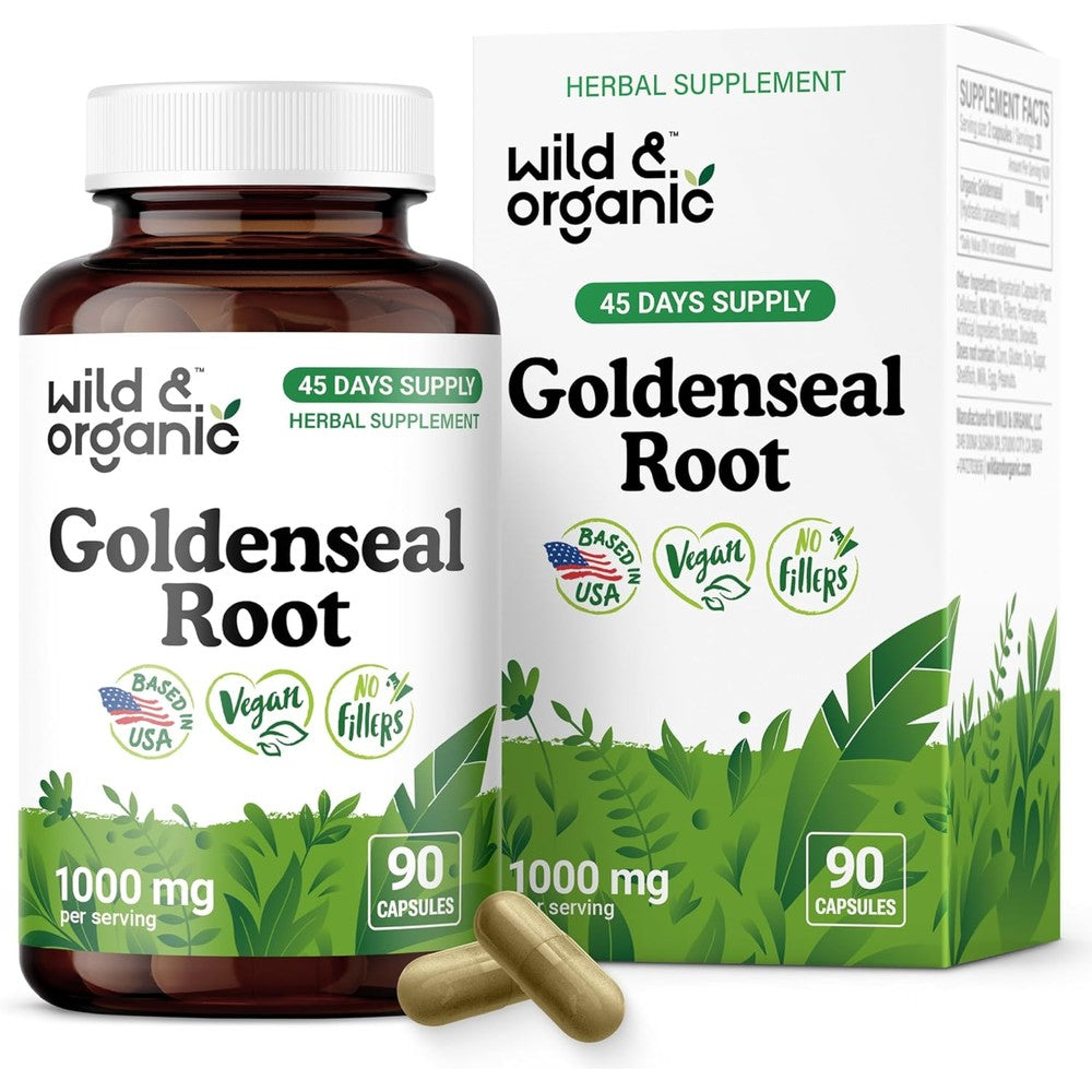 Wild And Organic Goldenseal Root capsules front view authentic supplement online India