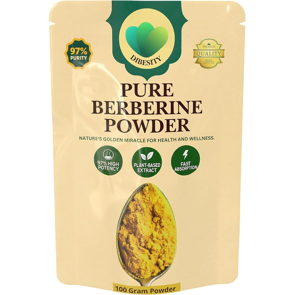 Pure Original Ingredients Dibesity Pure Berberine Powder 100g front view package for metabolic support.