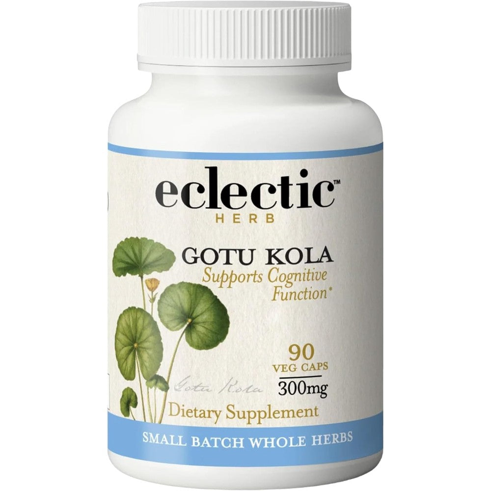 Eclectic Herb Gotu Kola 300mg 90 Vegan Capsules front bottle view for cognitive health supplement