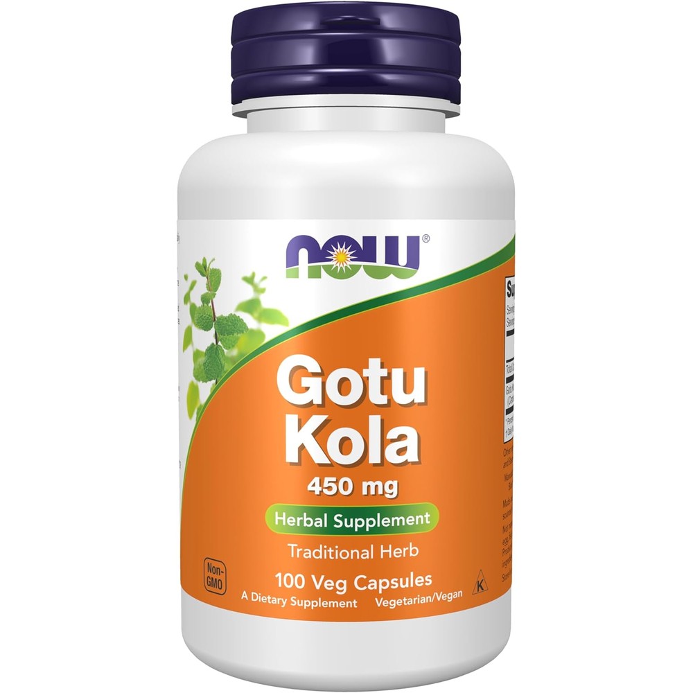 NOW Foods Gotu Kola 450 Milligrams front view bottle for cognitive support