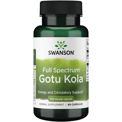 Swanson Gotu Kola 435 Milligrams 60 Capsules front view bottle