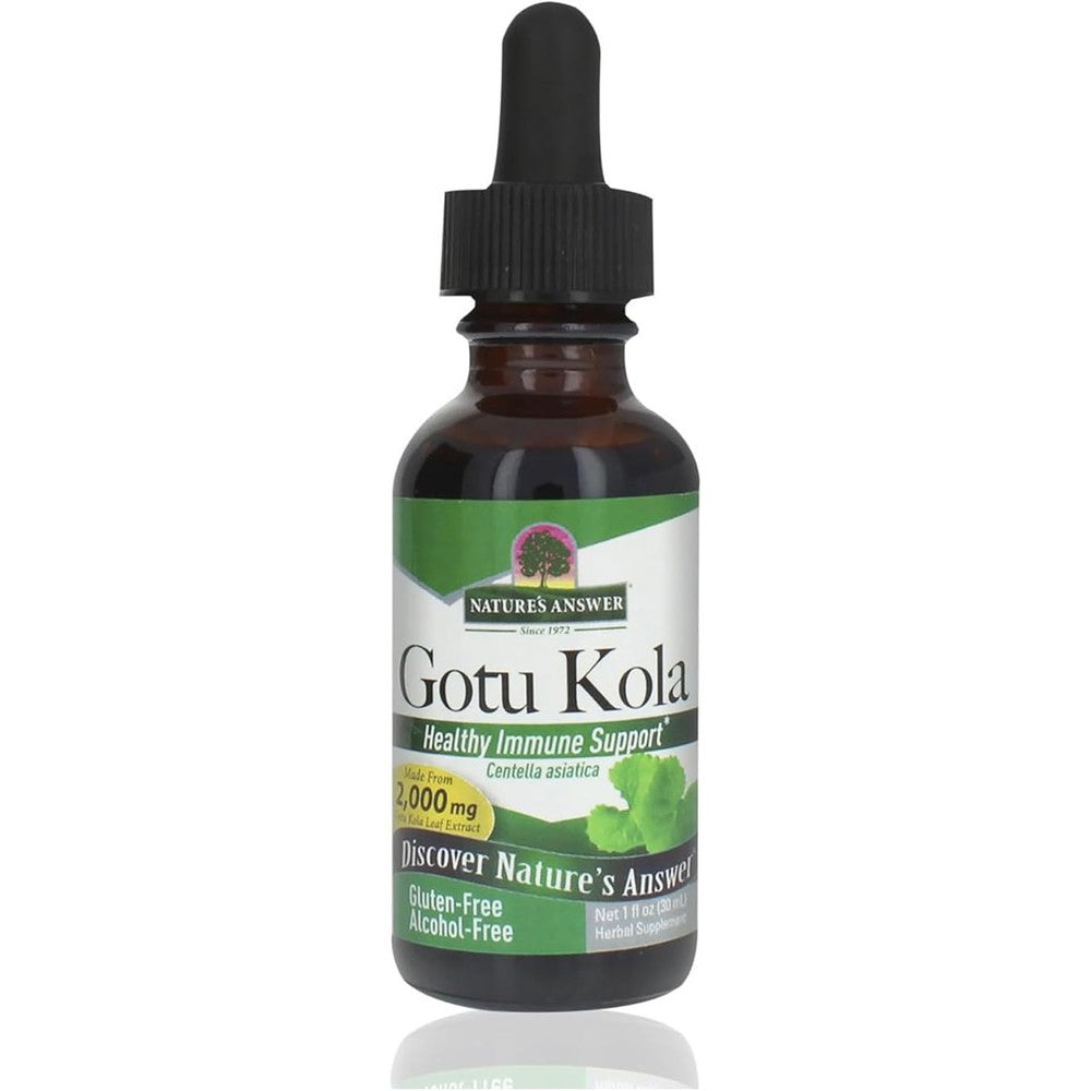 Nature's Answer Gotu Kola 2000mg Alcohol Free Liquid Supplement front bottle view