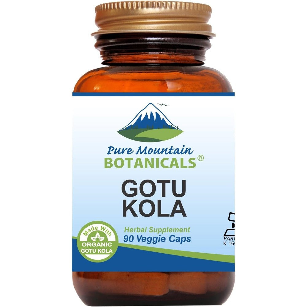 Pure Mountain Botanicals Gotu Kola Capsules 90 count front view bottle