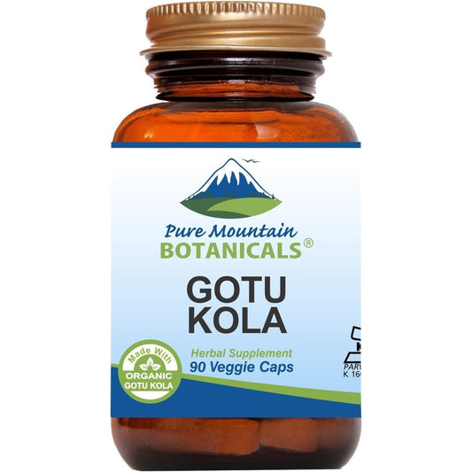 Pure Mountain Botanicals Gotu Kola Capsules 90 count front view bottle