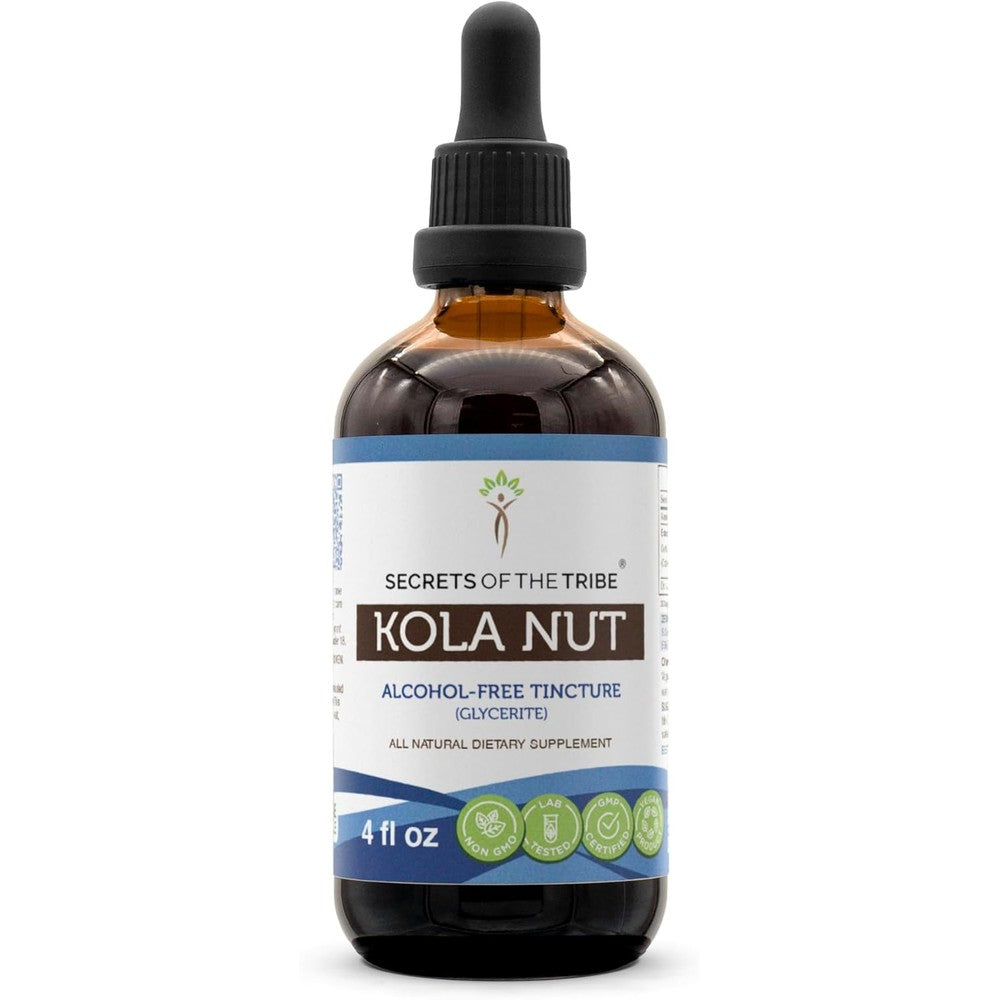 Secrets of the Tribe Kola Nut Tincture front view bottle for natural energy support