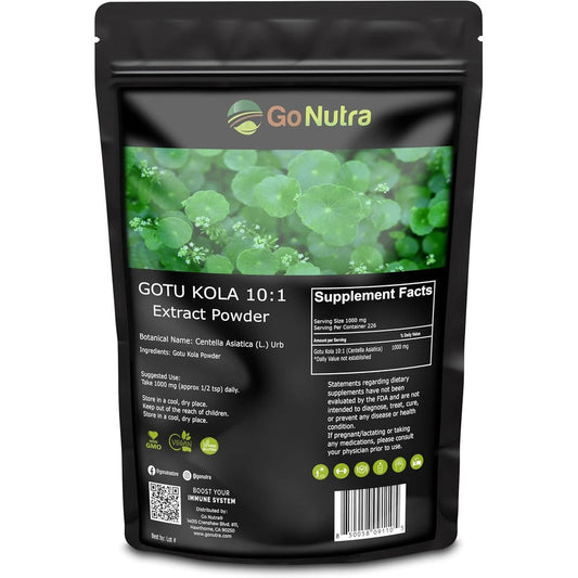 Go Nutra Gotu Kola 10:1 Extract Powder 8 Ounce resealable pouch front view