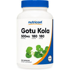 Nutricost Gotu Kola 500 Milligrams front view bottle for brain support supplement