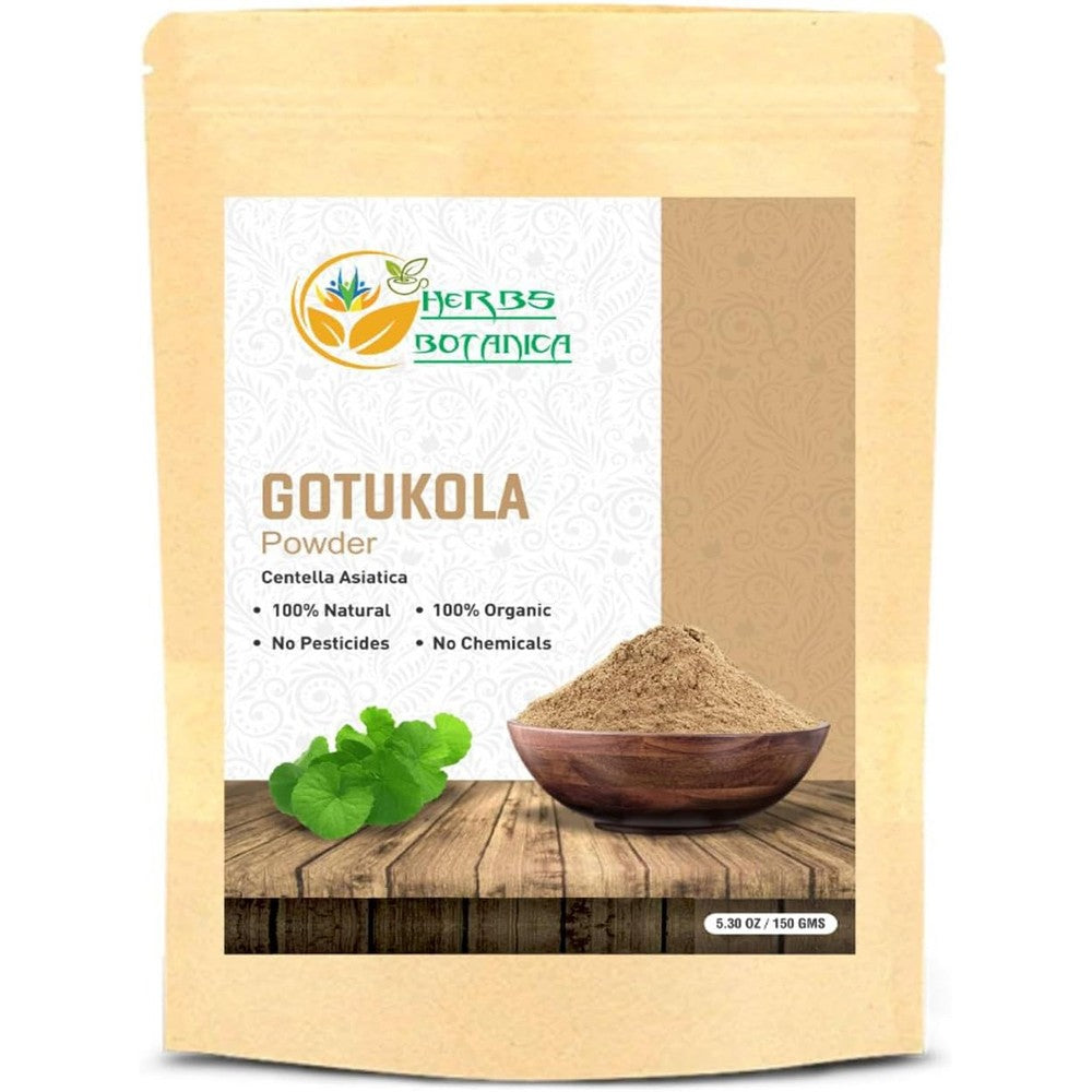 Herbs Botanica Gotu Kola Powder front view authentic natural herbal supplement packaging.