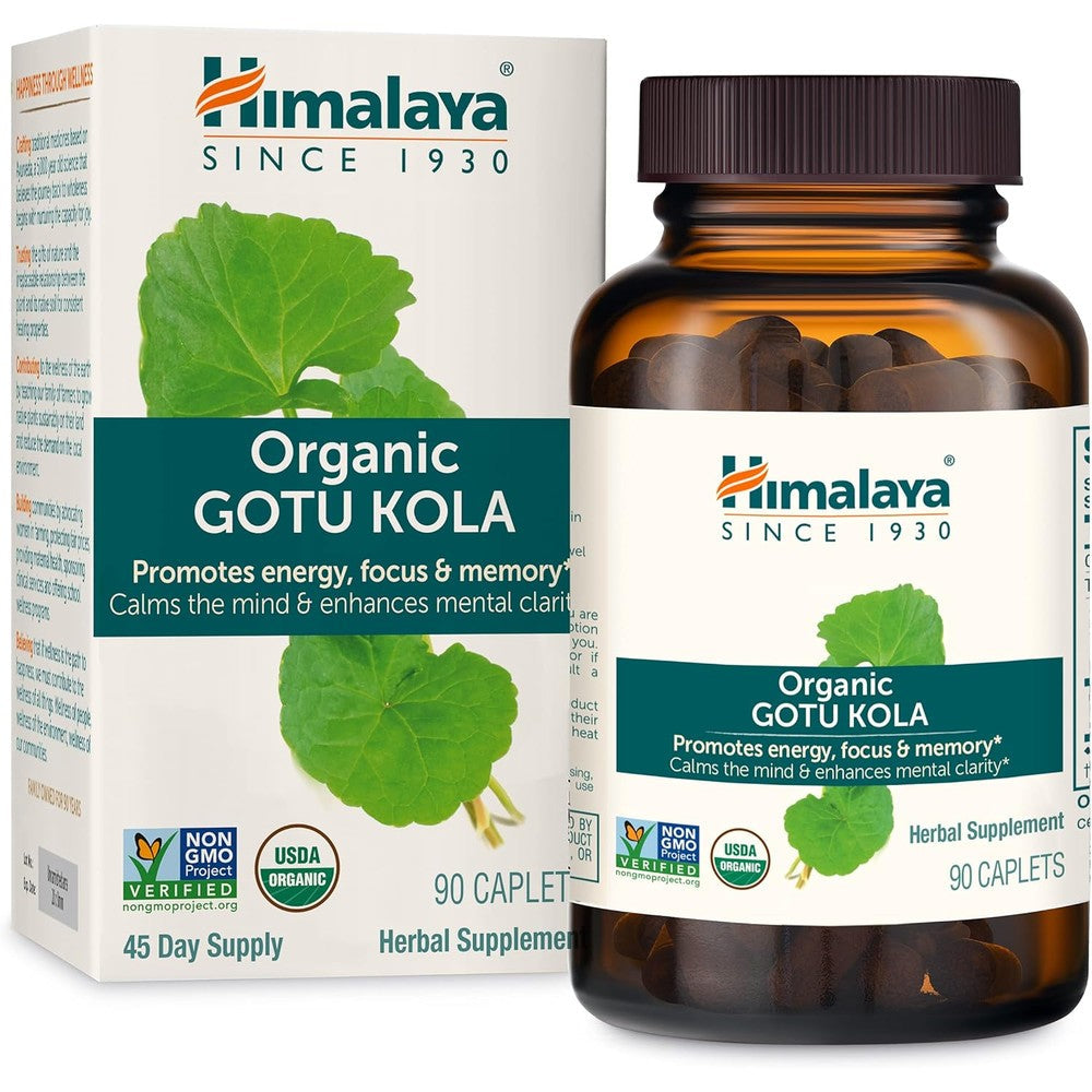 Himalaya Organic Gotu Kola 650mg bottle front view for memory and focus supplement
