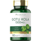 Carlyle Gotu Kola 180 Capsules front view bottle showing 1500mg herbal supplement labels