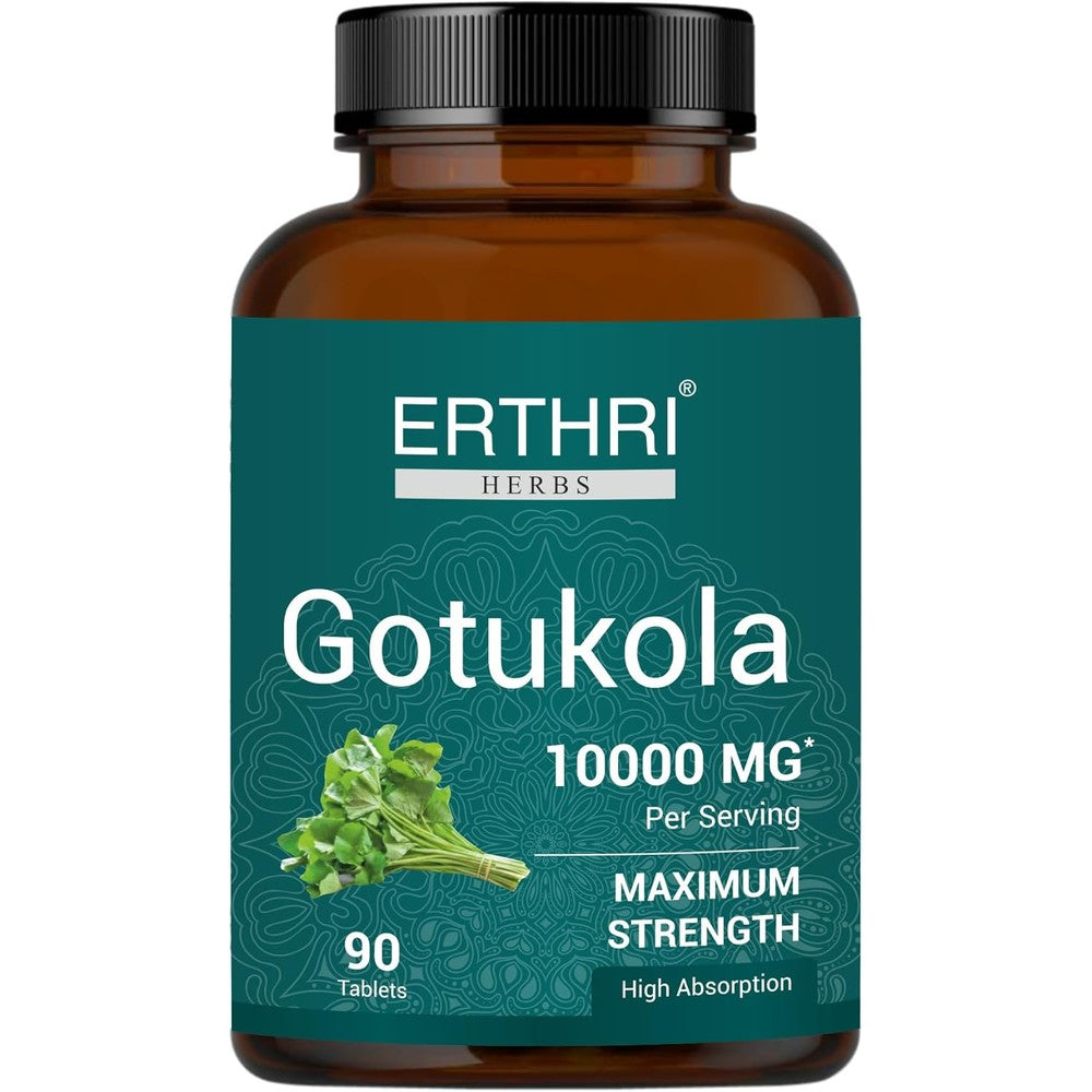 ERTHRI Organic Gotu Kola 10000mg 90 tablets front bottle view