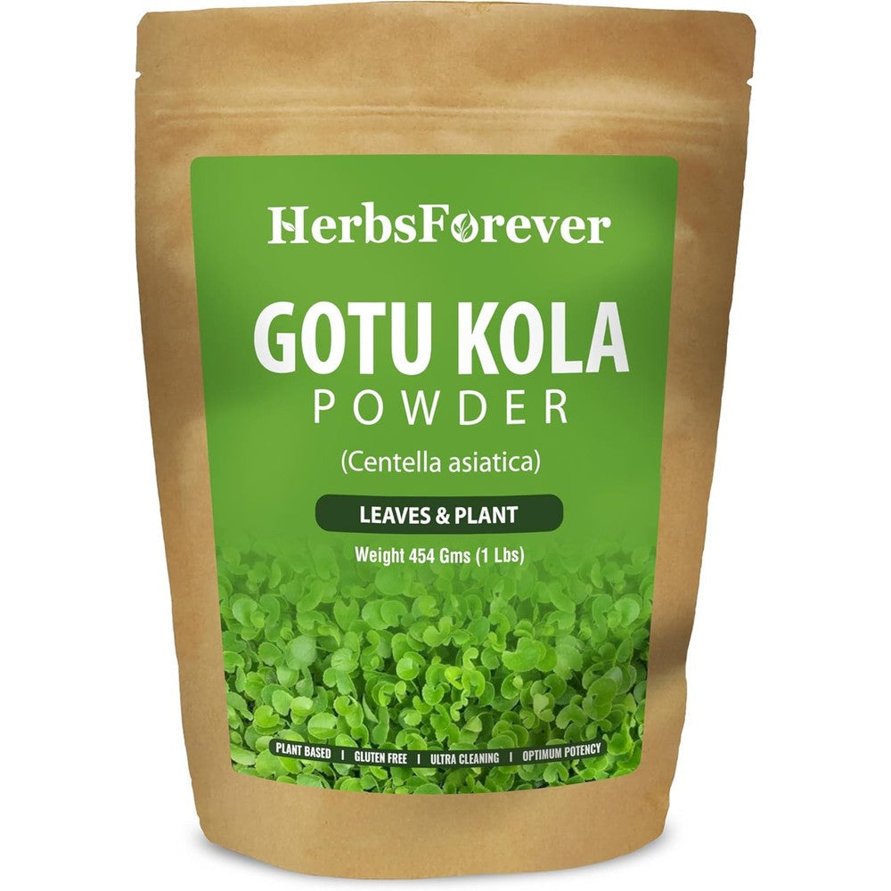 Herbsforever Gotu Kola Powder 454 Grams front packaging view for brain health
