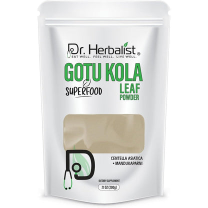 Dr. Herbalist Gotu Kola Powder 200g pouch front view for cognitive wellness