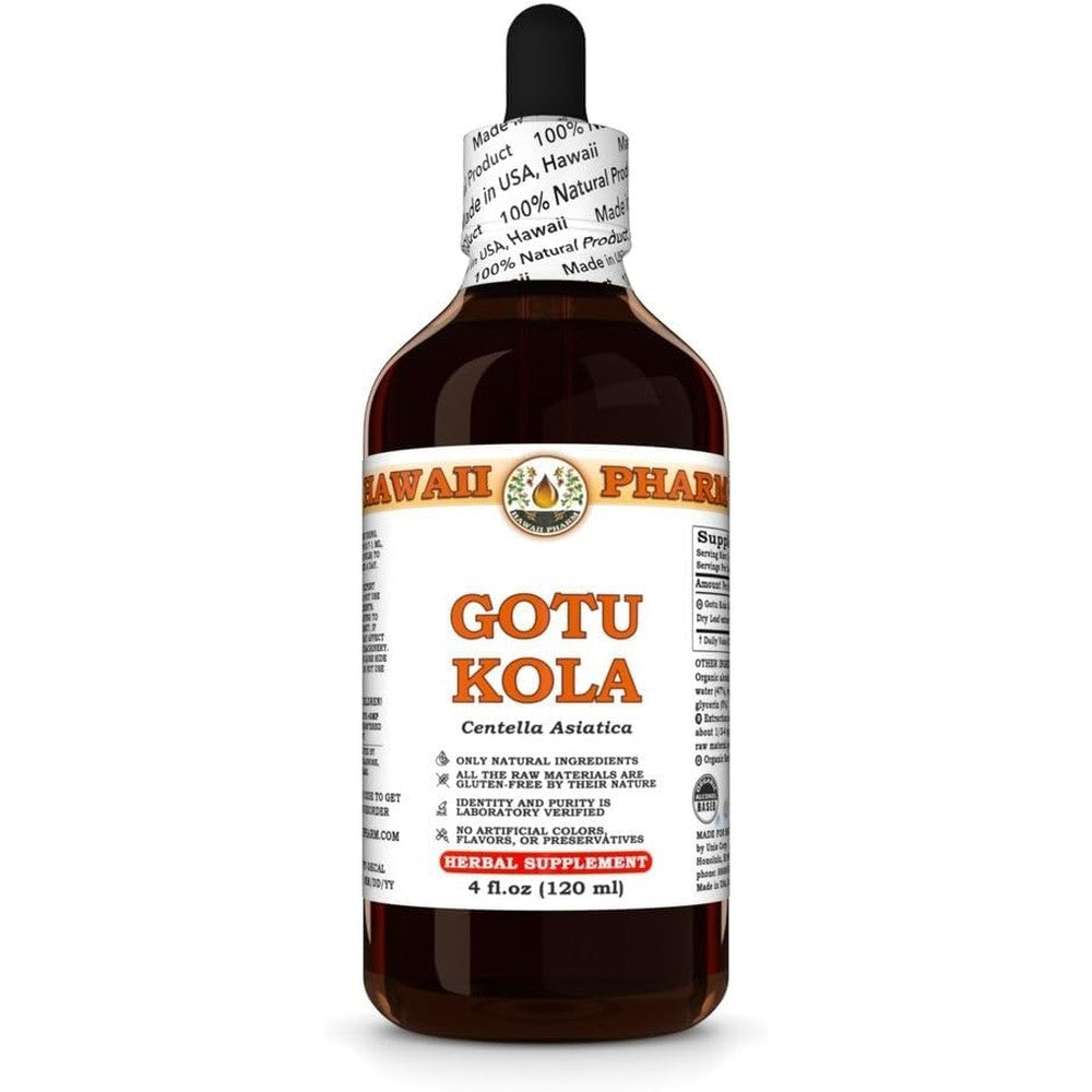 Hawaii Pharm Gotu Kola Liquid Extract front view authentic herbal supplement bottle
