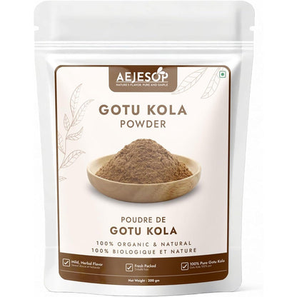 AEJESOP Organic Gotu Kola Powder 200g bag front view showing packaging details.
