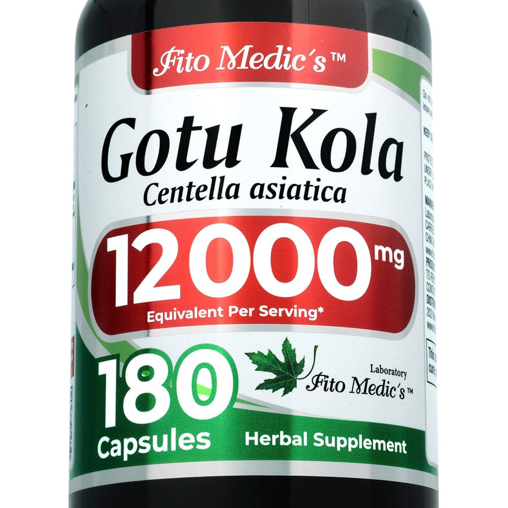 Fito Medics Lab Gotu Kola 180 capsules front view showing premium packaging.
