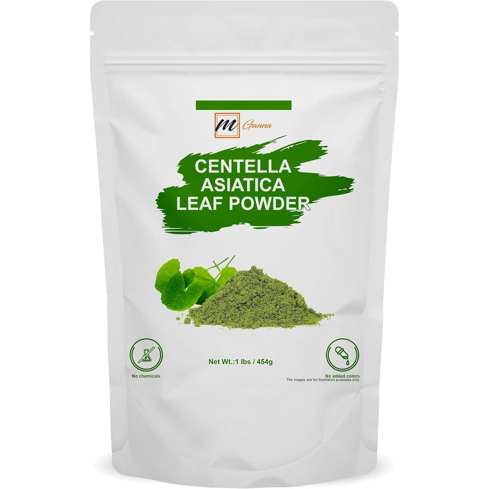 MGanna Pure Natural Gotu Kola Powder front packaging view for premium herbal skincare.