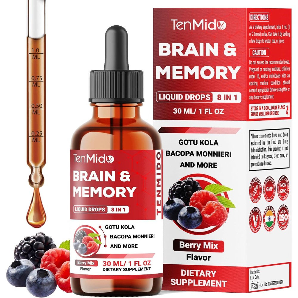 Soltrients Tenmido 8 In 1 Brain Health Support Liquid front view showing packaging