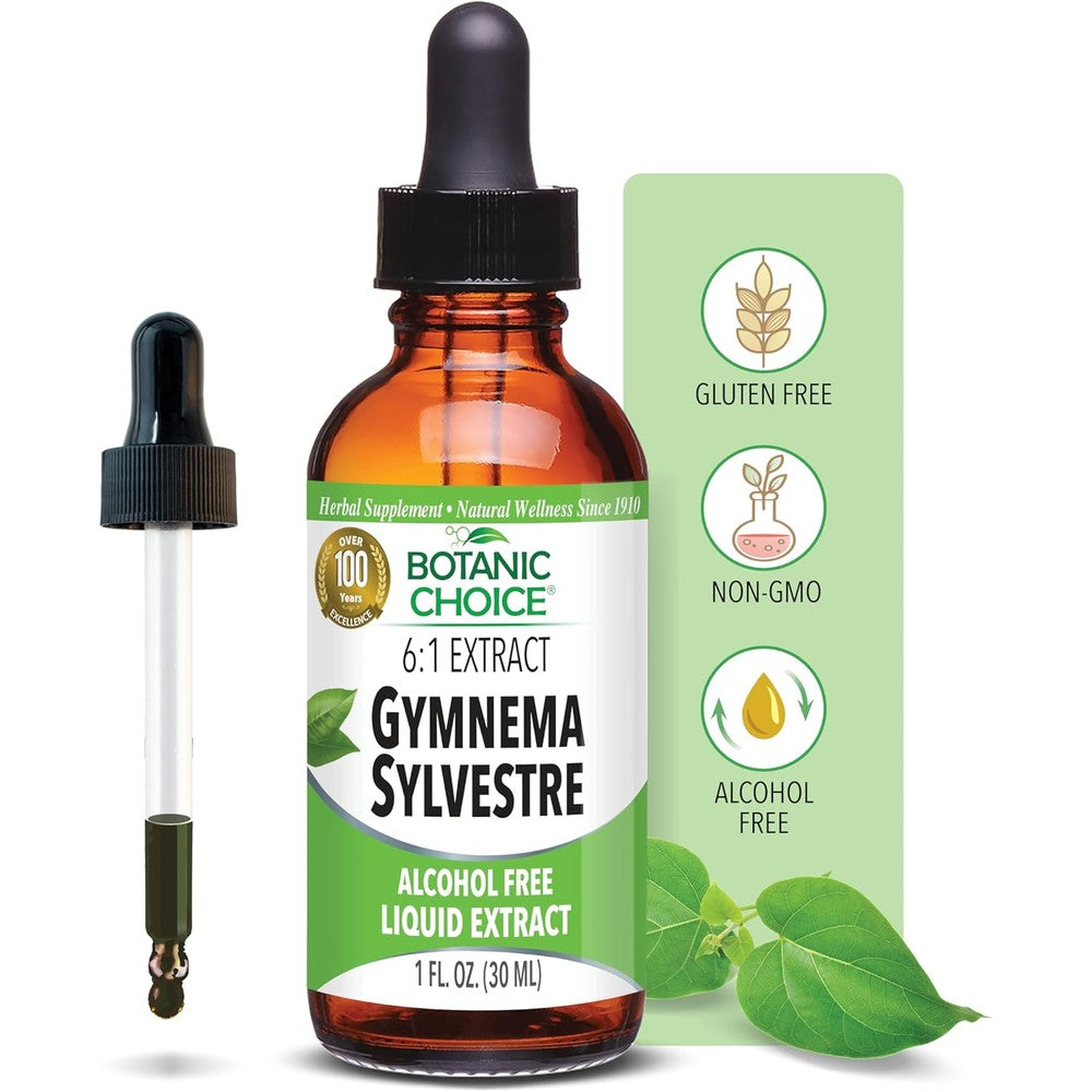 Botanic Choice Gymnema Sylvestre Liquid Extract front view bottle for blood sugar support