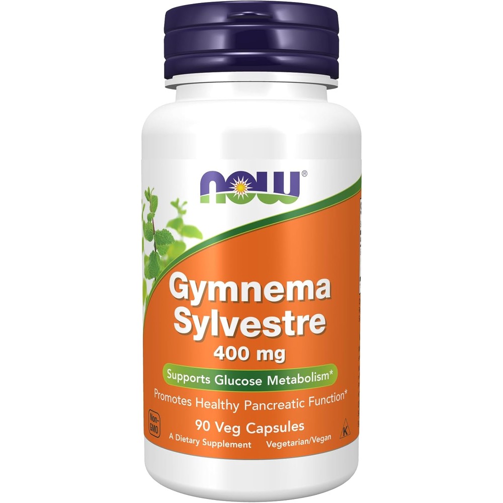 Now Foods Gymnema Sylvestre 400 Milligrams front view bottle pack of 2 authentic glucose supplement