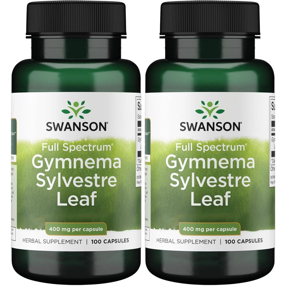 Swanson Full Spectrum Gymnema Sylvestre Leaf 400 mg 200 capsules twin pack front bottle view