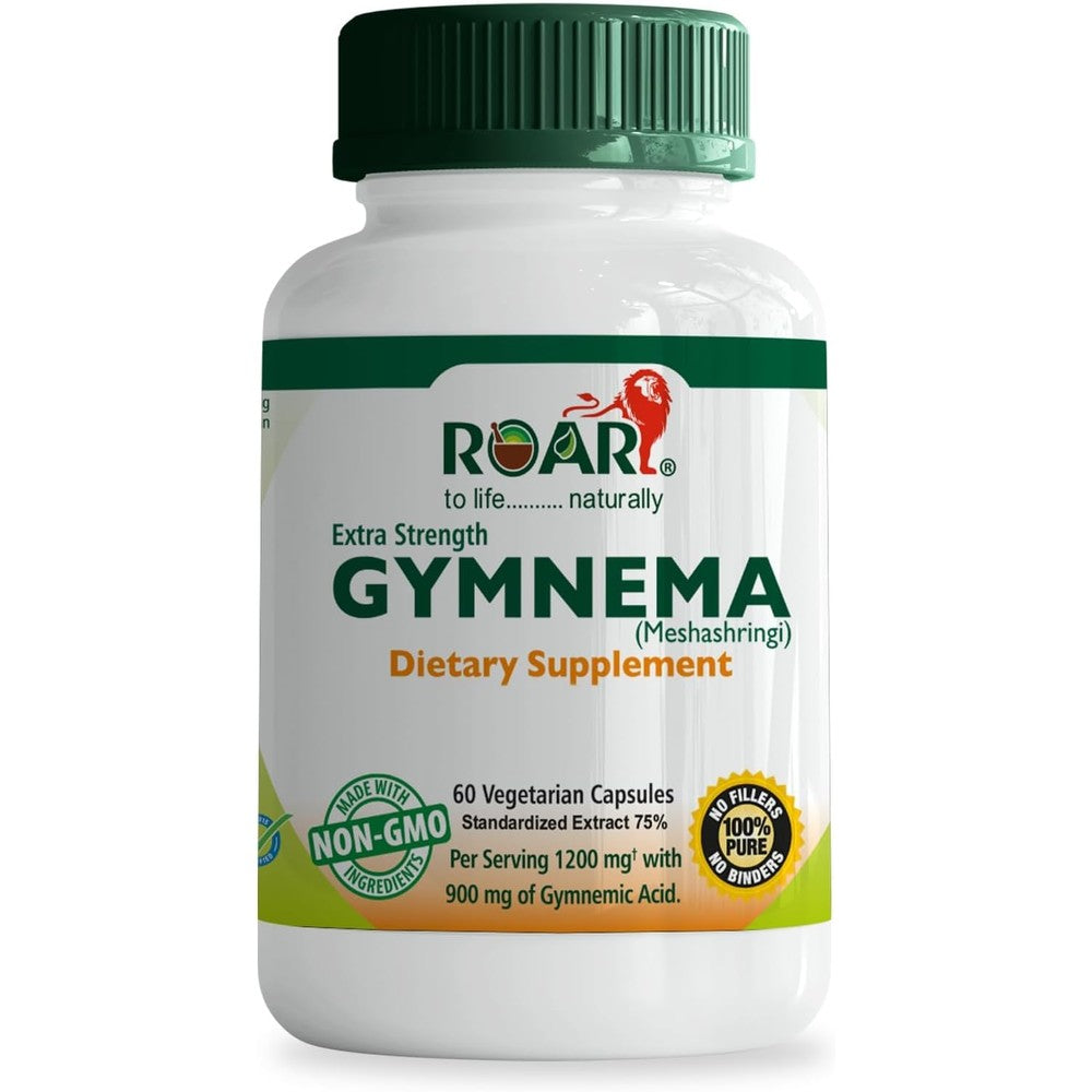 Roar To Life Naturally Gymnema Sylvestre 1200mg front bottle view sugar craving supplement