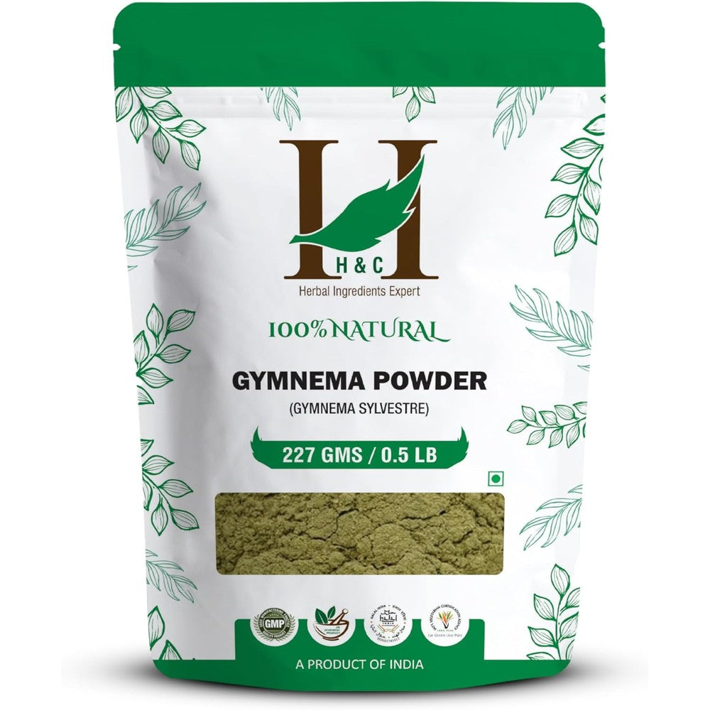 H&C Gymnema Gurmar Leaves Powder 227 grams front view of packaging for blood sugar support