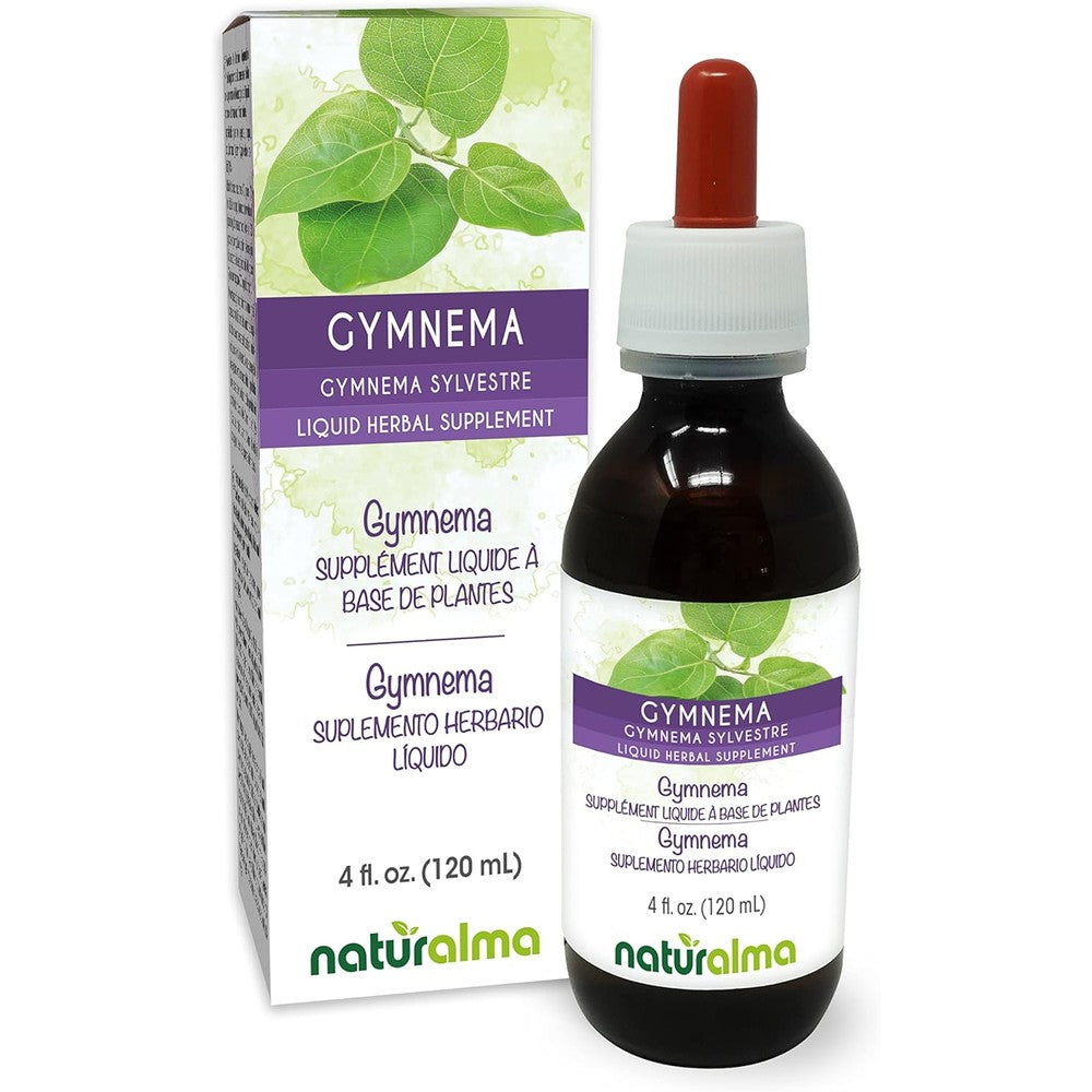 Naturalma Gymnema Sylvestre Leaf Tincture 4 Fluid Ounce front view bottle for blood sugar support.