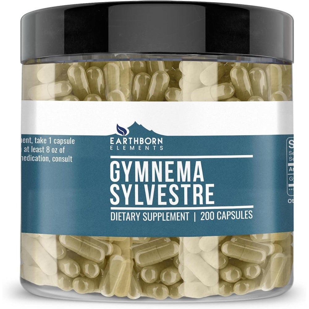 Earthborn Elements Gymnema Sylvestre 200 capsules front view for blood sugar support