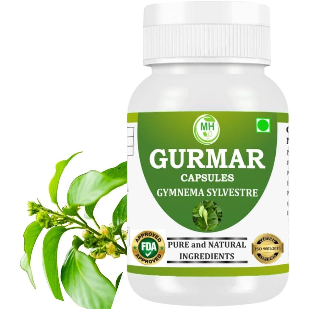 Morsan Healthcare Gurmar Gymnema Sylvestre 500mg bottle front view showing clean plant based metabolic supplement