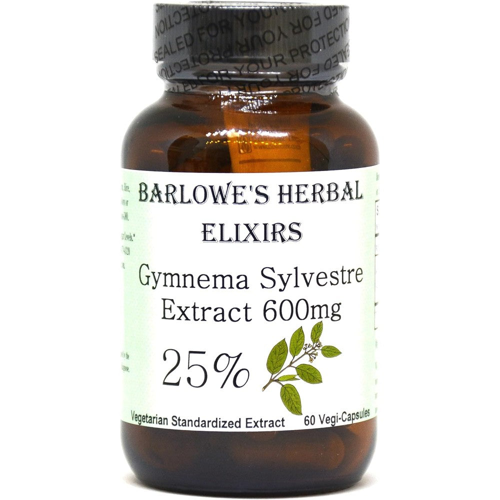 Barlowes Herbal Elixirs Gymnema Sylvestre Extract front view of glass bottle for authentic dietary supplement intake