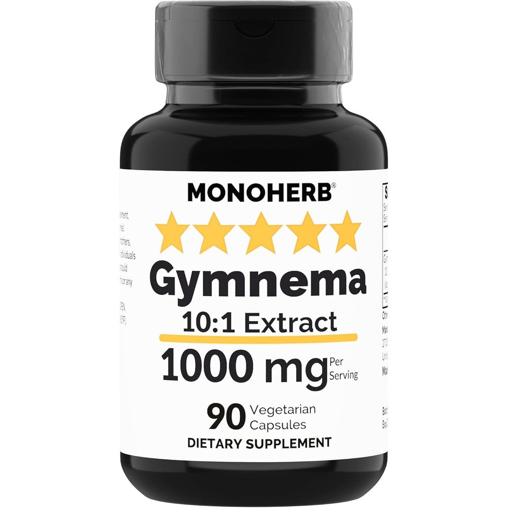 MONOHERB Gymnema Extract 1000 mg bottle front view for blood sugar support