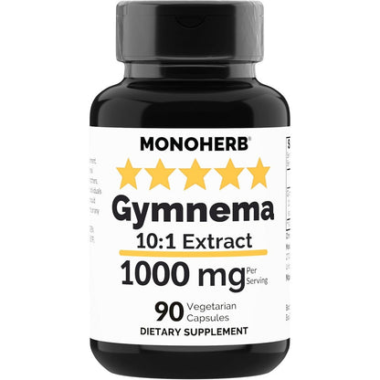 MONOHERB Gymnema Extract 1000 mg bottle front view for blood sugar support