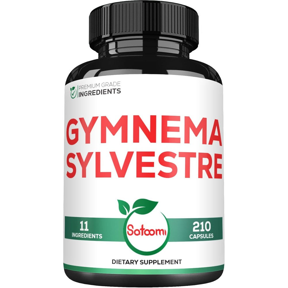 Satoomi Gymnema Sylvestre 1000mg supplement bottle front view showing capsule count