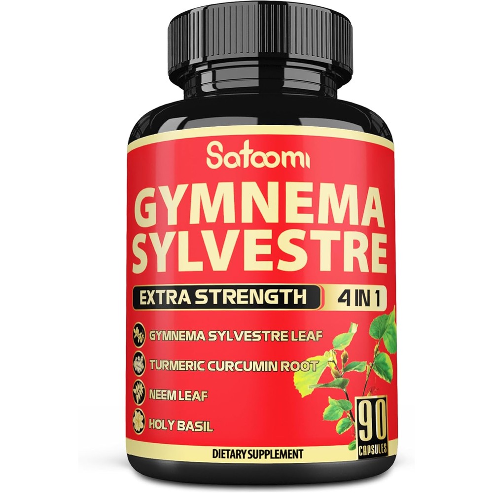 Satoomi Pure Gymnema Sylvestre Extract 90 capsules bottle front view showing metabolic supplement details