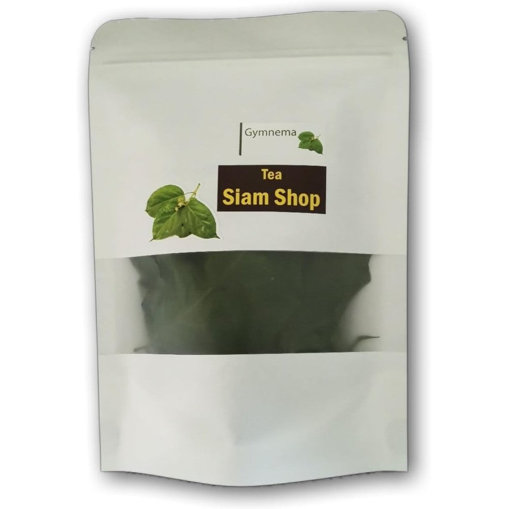 Siam Shop Whole Dried Gymnema Leaves front view of resealable tea pouch