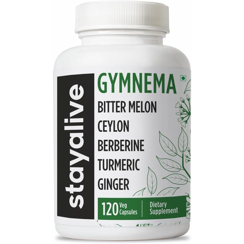 STAY ALIVE Gymnema Sylvestre 25:1 Extract 120 capsules front bottle view metabolic supplement