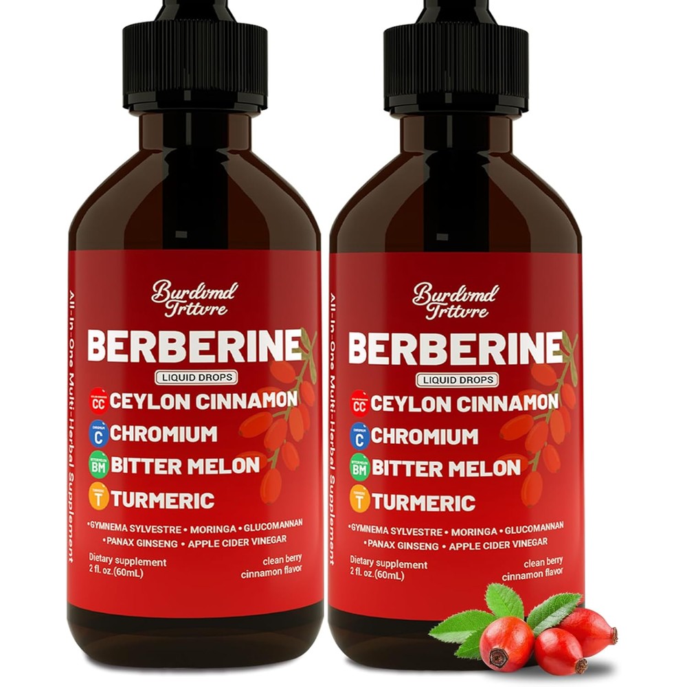 Burdvmd Trttvre Berberine Drops 4 fluid ounces front view showing liquid herbal supplement packaging.