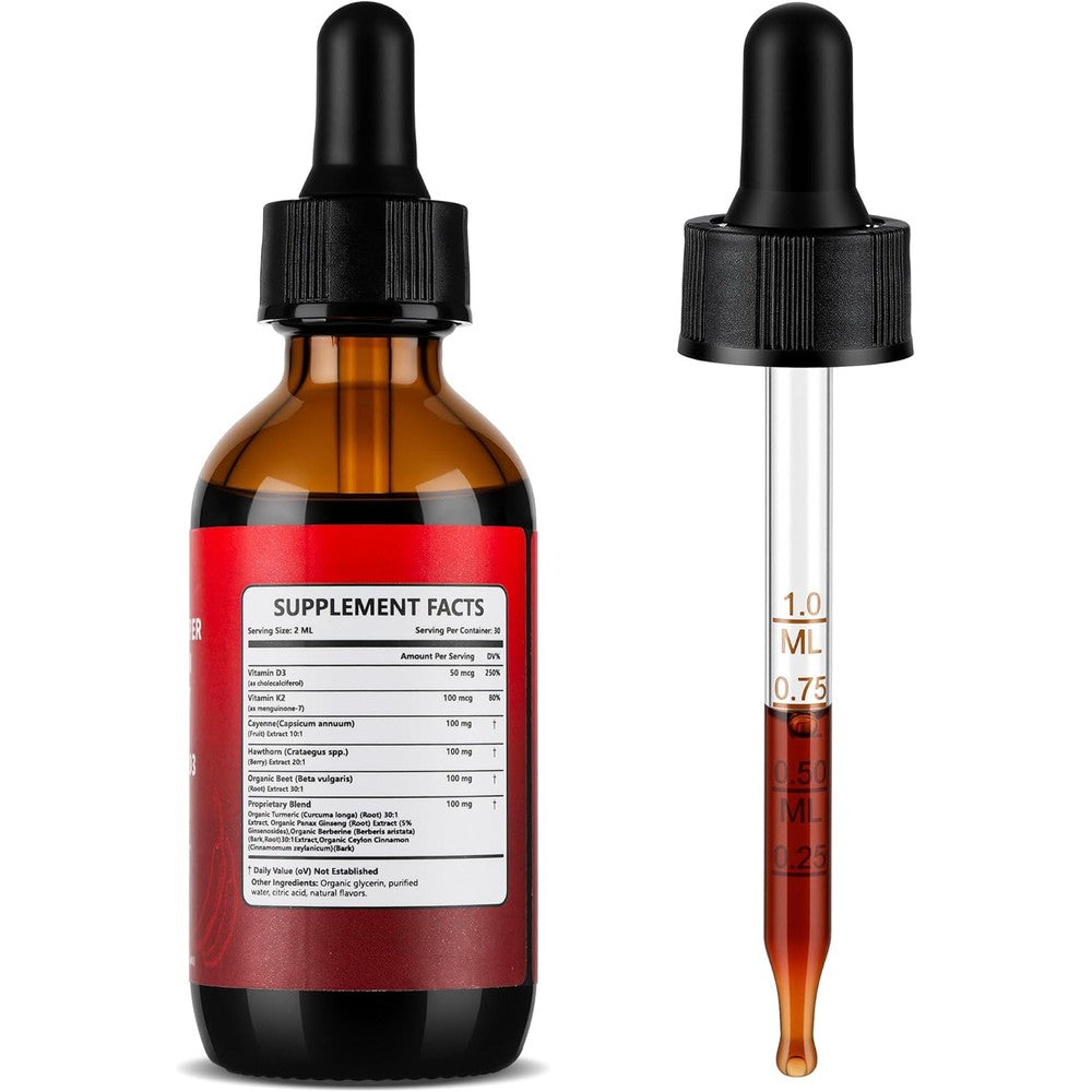 QwsYaay Cayenne Hawthorn Beet Turmeric Liquid Drops front view for metabolism boost.