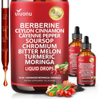 VivoNu 14 in 1 Berberine with Ceylon Cinnamon Drops front view of the 4 fluid ounce bottle