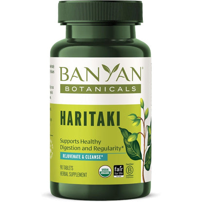 Banyan Botanicals Organic Haritaki Tablets front view bottle of Ayurvedic supplement