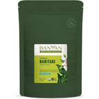 Banyan Botanicals Organic Haritaki Powder 1 pound package front view showcasing organic certification for digestive health.