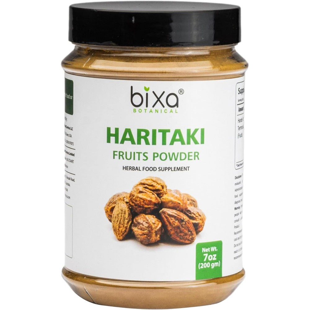 Bixa Botanical Haritaki Powder front view packaging for digestive health