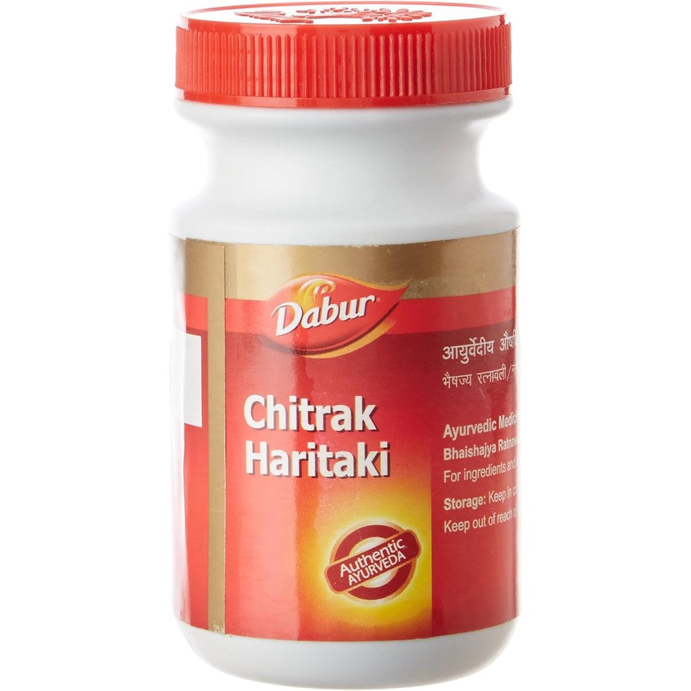 Dabur Chitrak Haritaki 250 Grams bottle front view showing authentic Ayurvedic product labeling.