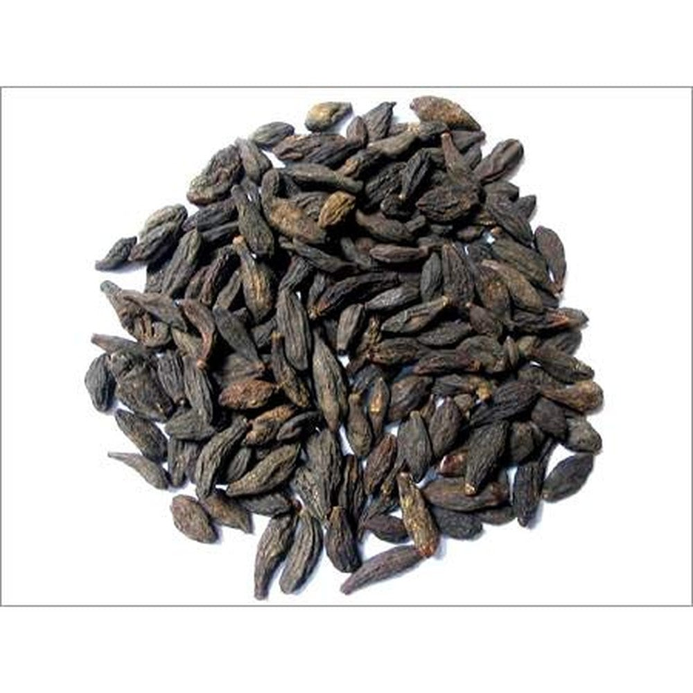 Krishna Krpa Black Karakkaya whole dried Haritaki fruit front view