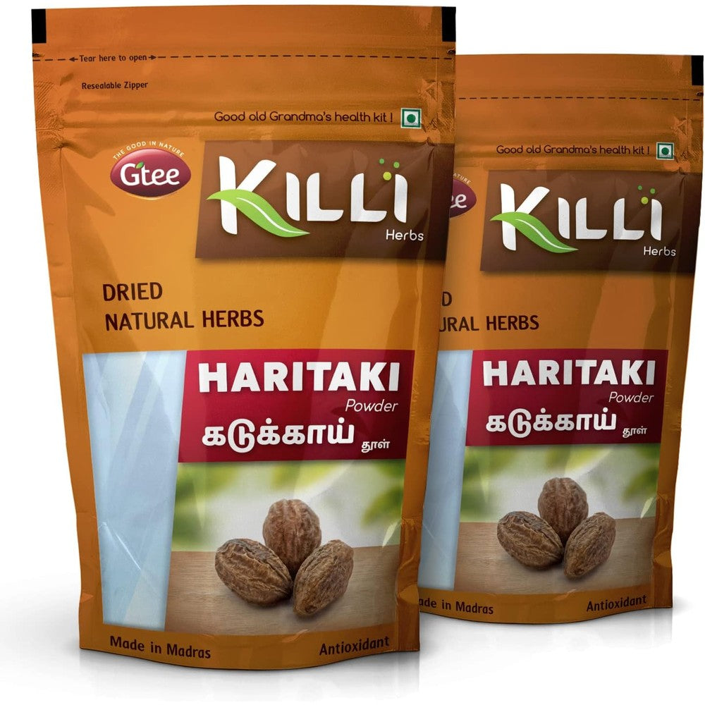 KILLI Haritaki Harad Powder front view of two pack packaging showing product details